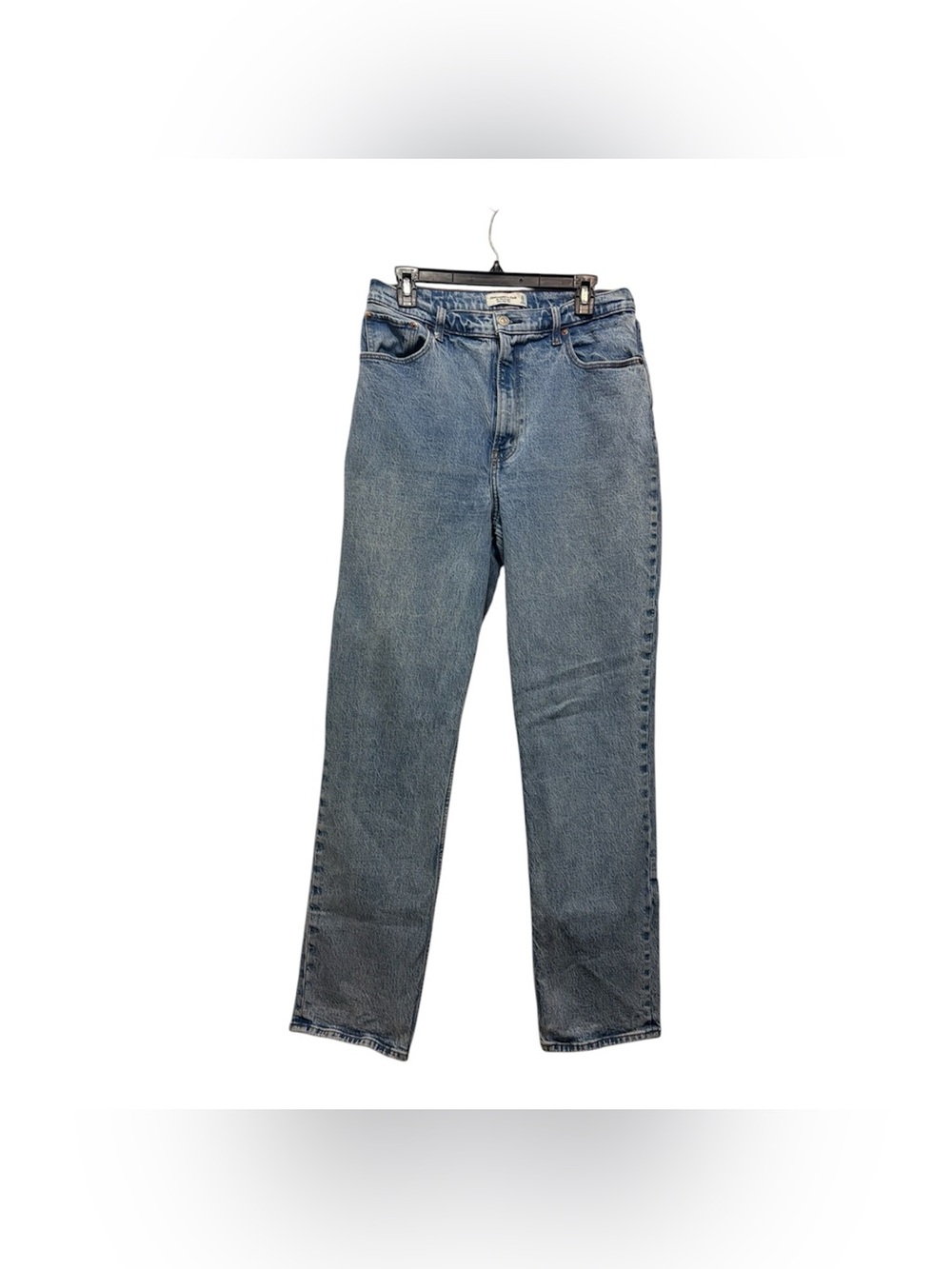 Abercrombie & Fitch The 90s Straight Leg Ultra High Rise Jeans — Light Blue Wash
